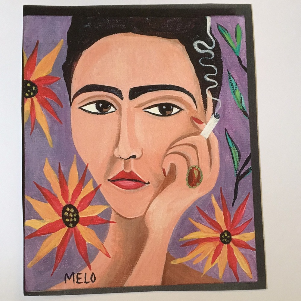 PRINT Frida Kahlo Smoking by meloearth